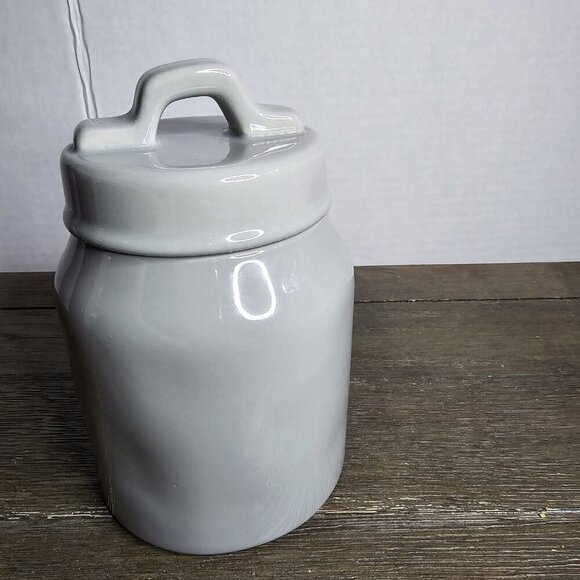 NWT Rae Dunn Artisan Tea Baby Canister Grey Black Lettering Farmhouse Basics - Picture 5 of 13